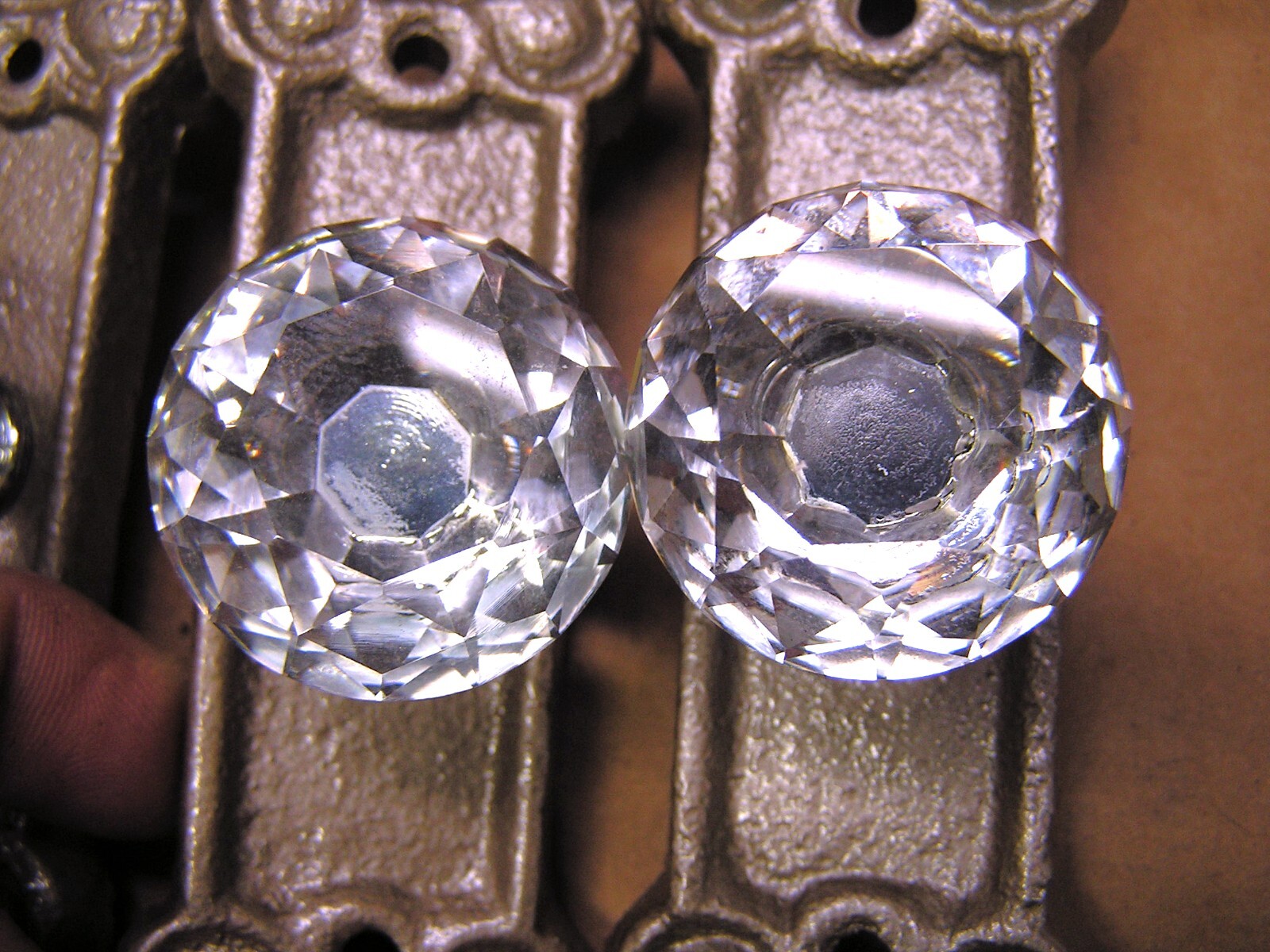 SIX Crystal style GLASS cabinet drawer pulls knobs handles, champagne colored