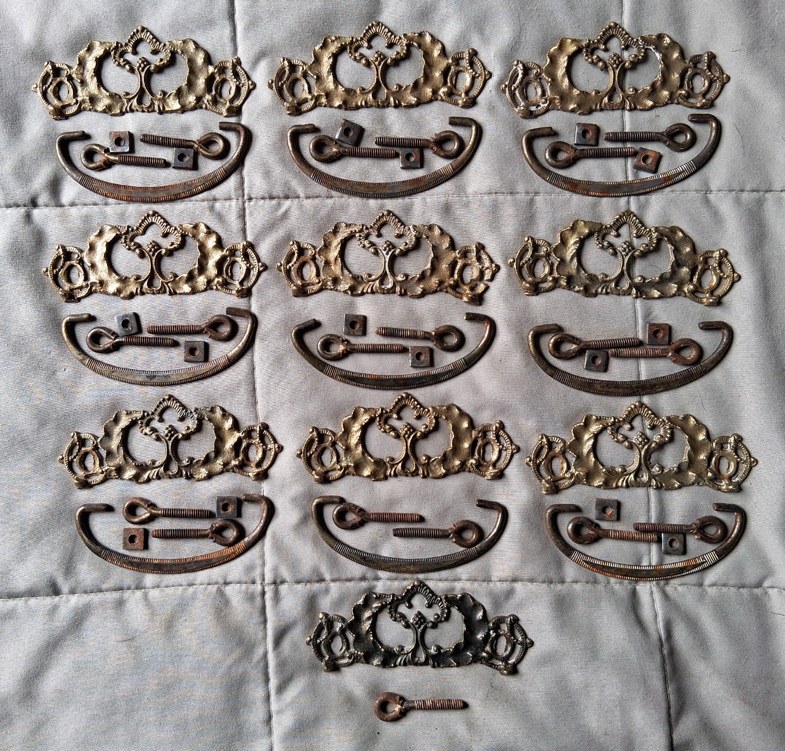 Antique Vintage Repro Dresser Pulls Handles Brass Finish Ornate