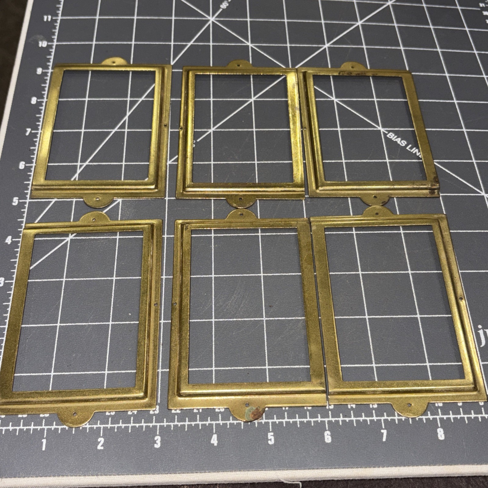 Antique / Vintage Brass Label Card Holders for Cabinet(?) Lot of 6
