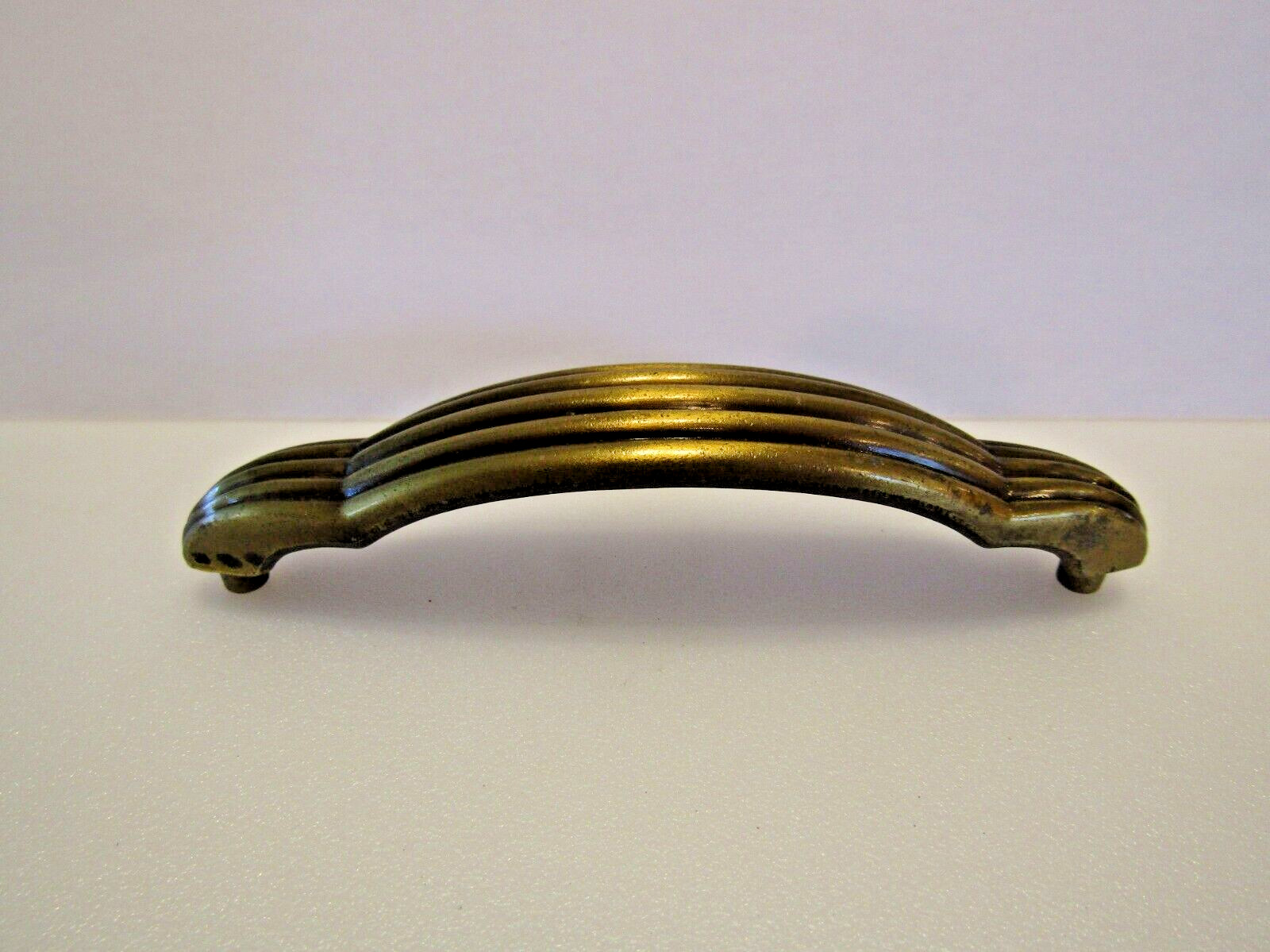 Vintage Ribbed Drawer Pulls Grooved Arched Keeler Brass Cabinet Door Handles