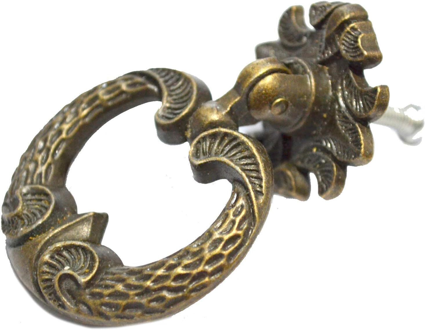 4 Pcs Bronze Drawer Ring Pulls Vintage Decorative Handles Antique Single Hole Kn