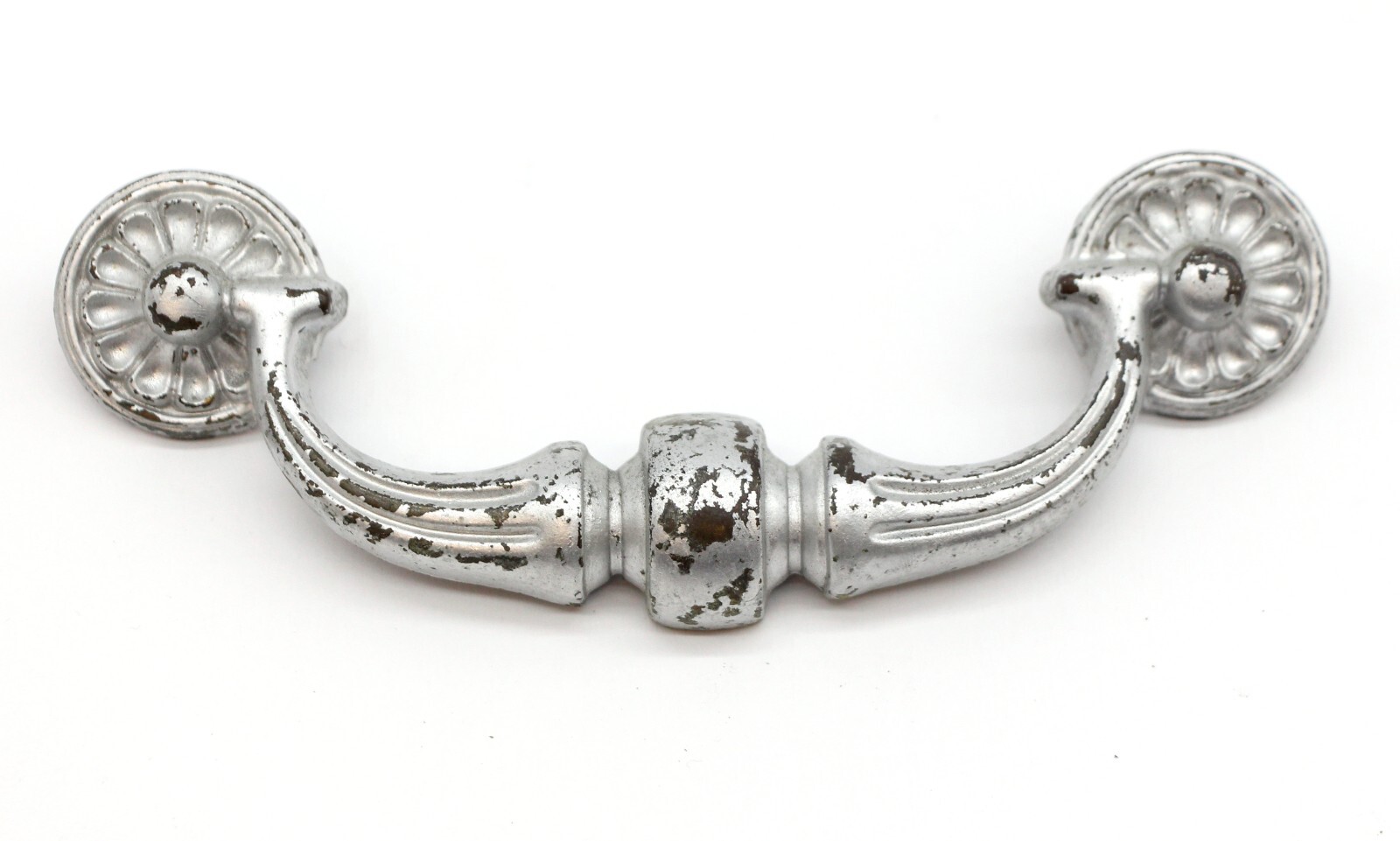 Vintage Traditional Silver Painted Bridge Drawer Pulls