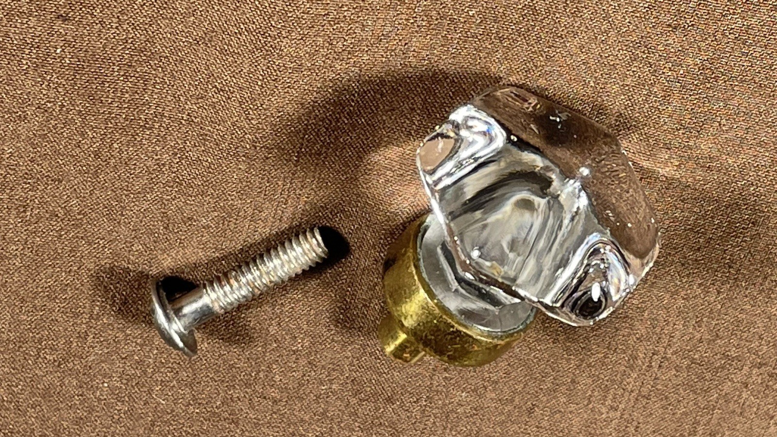 Antique Original Dental Medical Cabinet Glass Drawer Knob Pull Hardware
