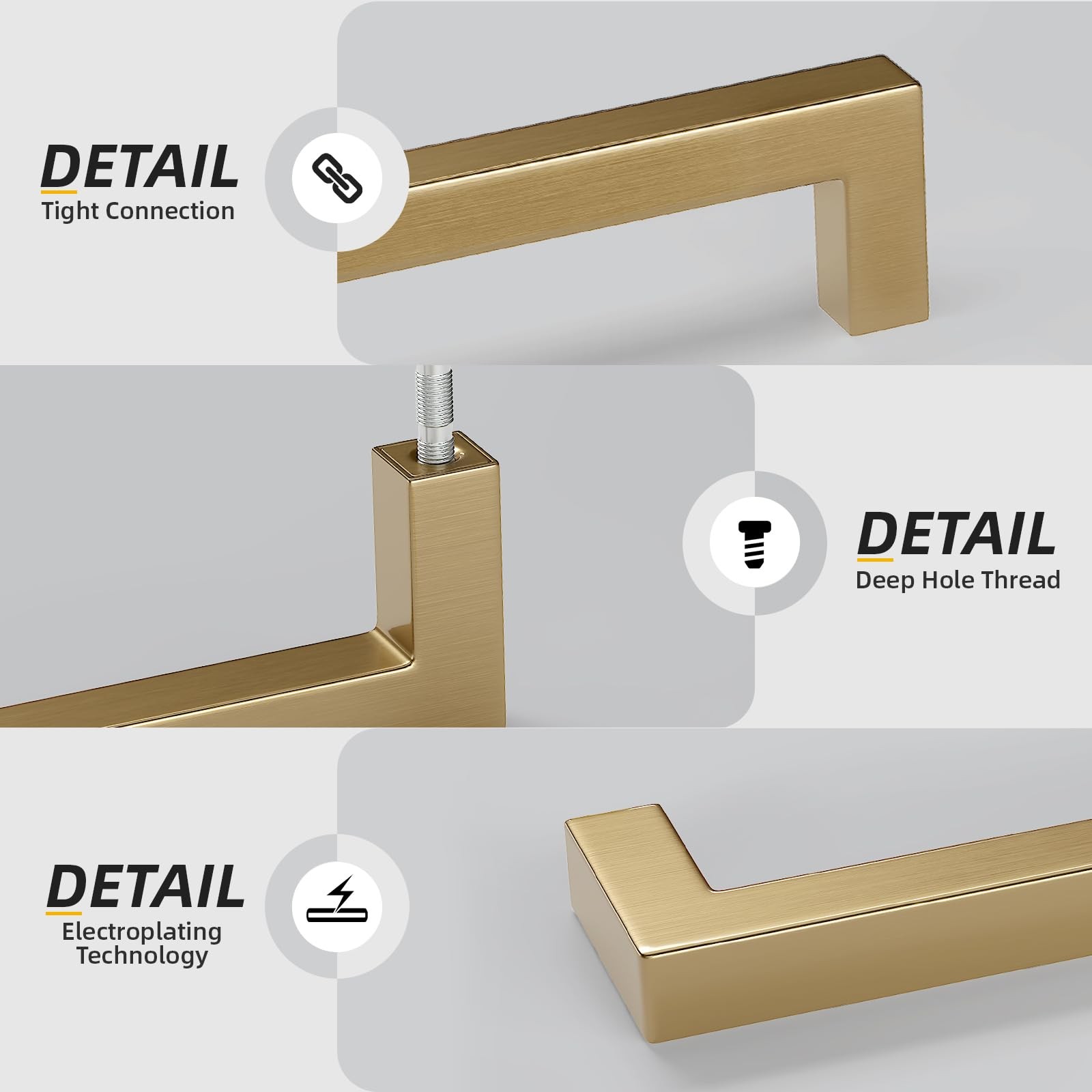 Goldenwarm 10 Pack 5 Inch 128Mm Champagne Bronze Cabinet Handles Square Drawer
