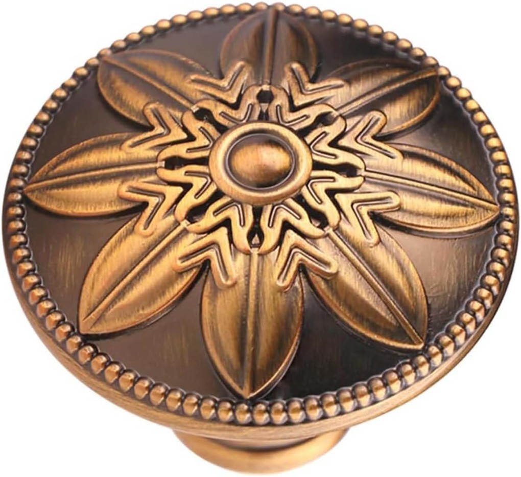 Antique Brass Cabinet Knobs 8 Pack Vintage Round Drawer Pulls for Cabinets