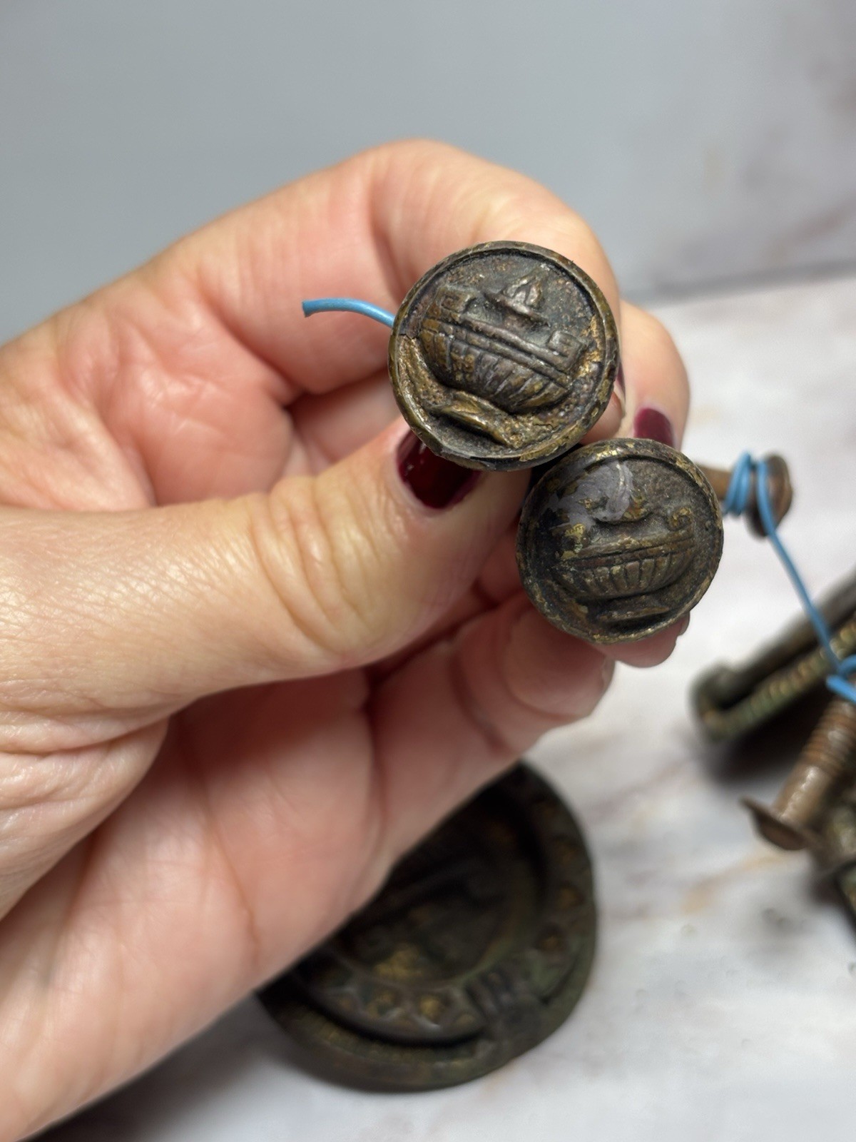Antique Drawer Pulls Hardware Ornate Round Deco Ring Pulls Set Of 4