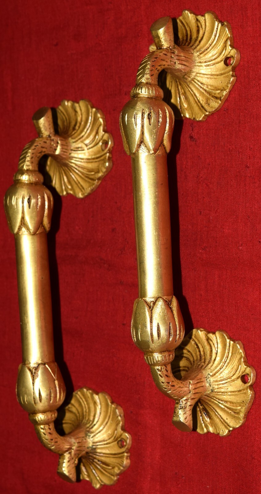 Brass Garden Door Pull Set 9” Inches Flower Shape Handle Restaurant Gate EK512