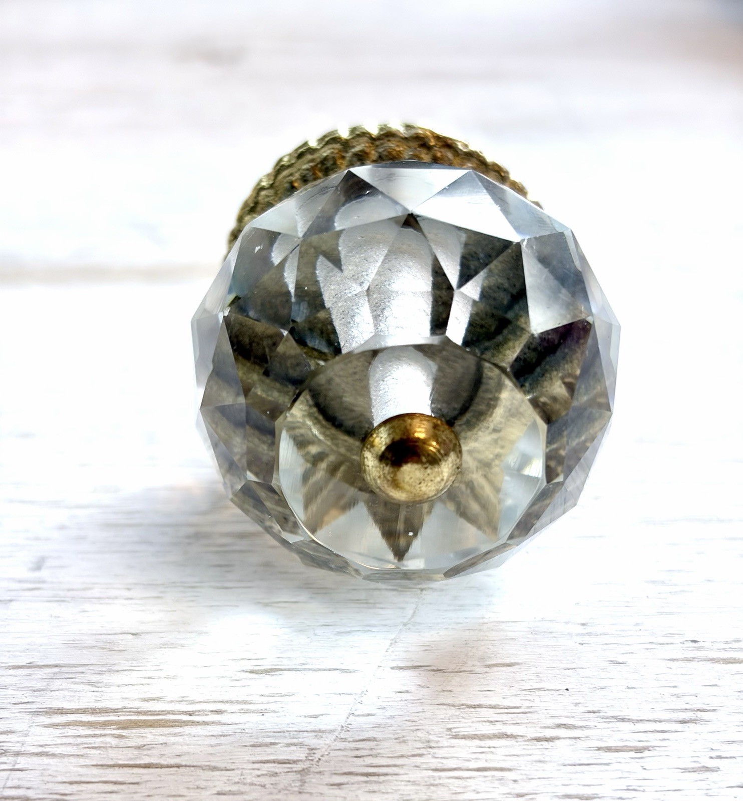 Clear Crystal Glass & Brass Drawer Pulls Vintage Style Cabinet Wardrobe Knobs