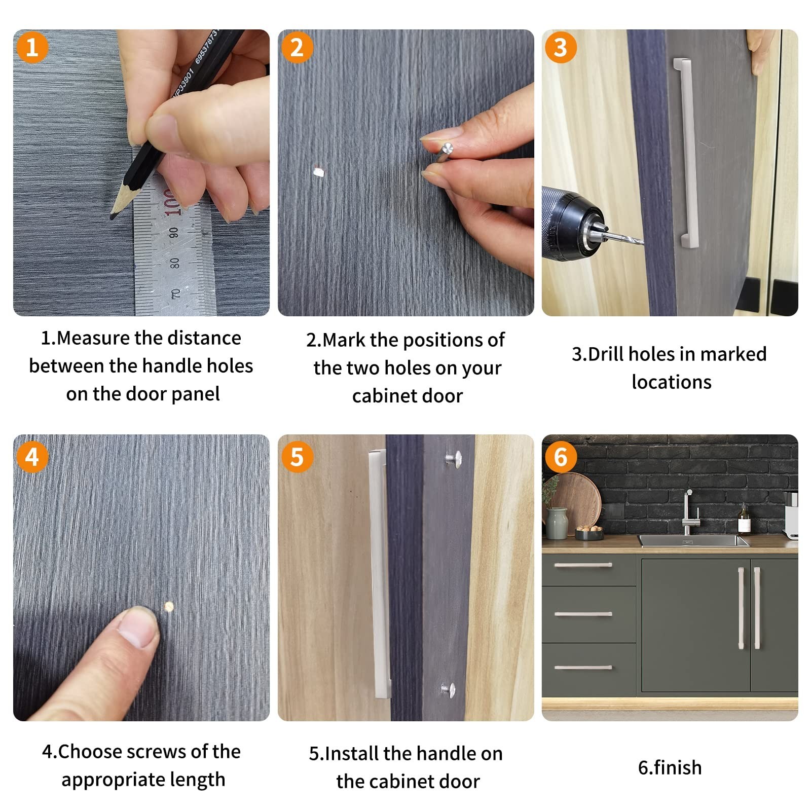 Solid Square Bar Cabinet Handle – Matte Brushed Nickel Furniture Pull 6 Inch-…