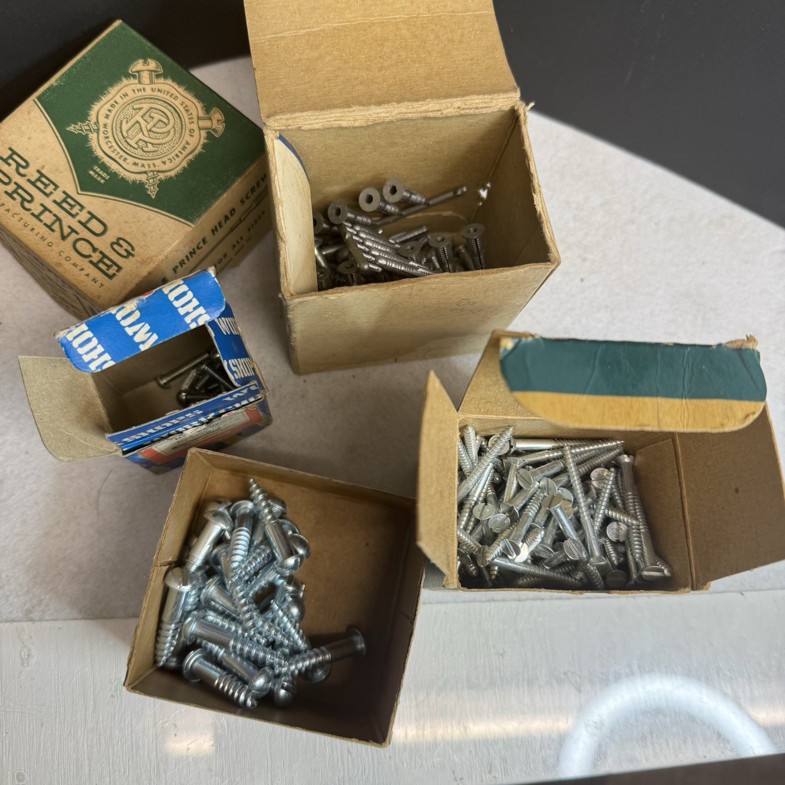 Lot Vintage 4 Vintage Hardware Boxes With Screws & Anchors USA Made