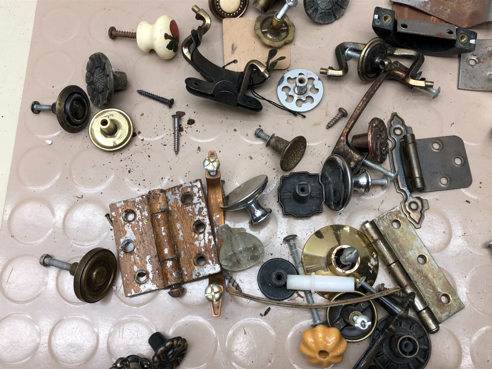 Lot Misc Cabinet Door Drawer Knobs Locks Hinges Vintage Hardware Restoration