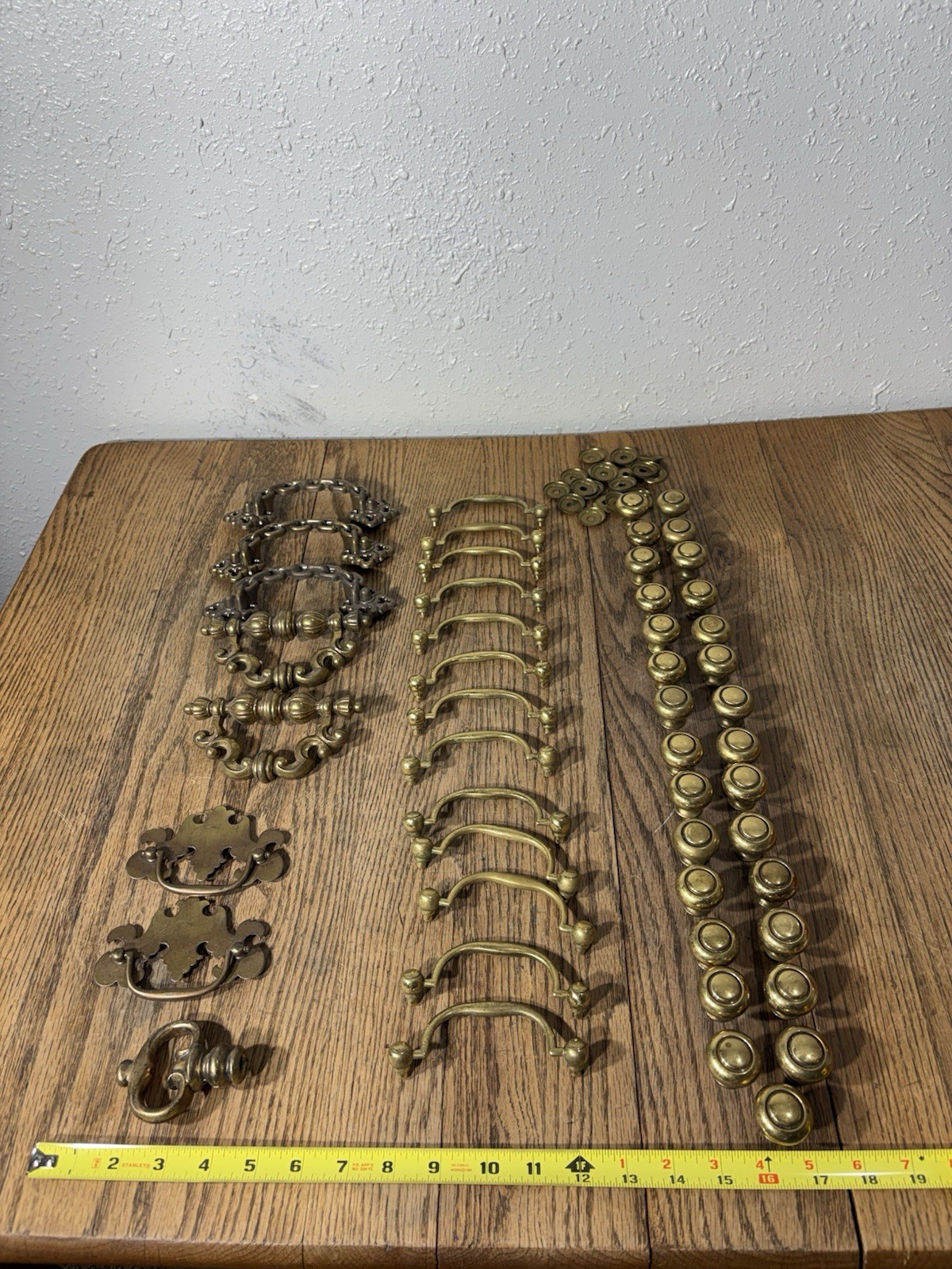 Vintage Antique Lot Brass Drawer Pulls Heavy Knobs Handles Furniture Hardware