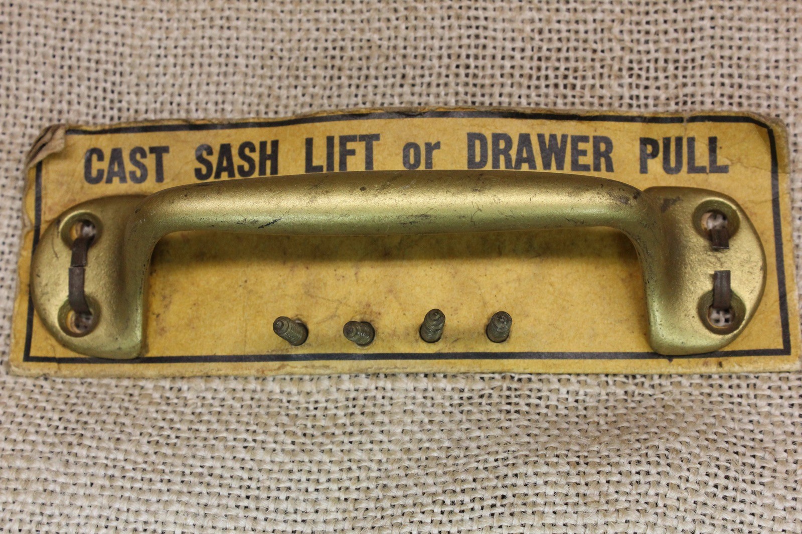 Old Screen Door Offset Handle Drawer Pull Sash Lift Vintage Brass Color Carded