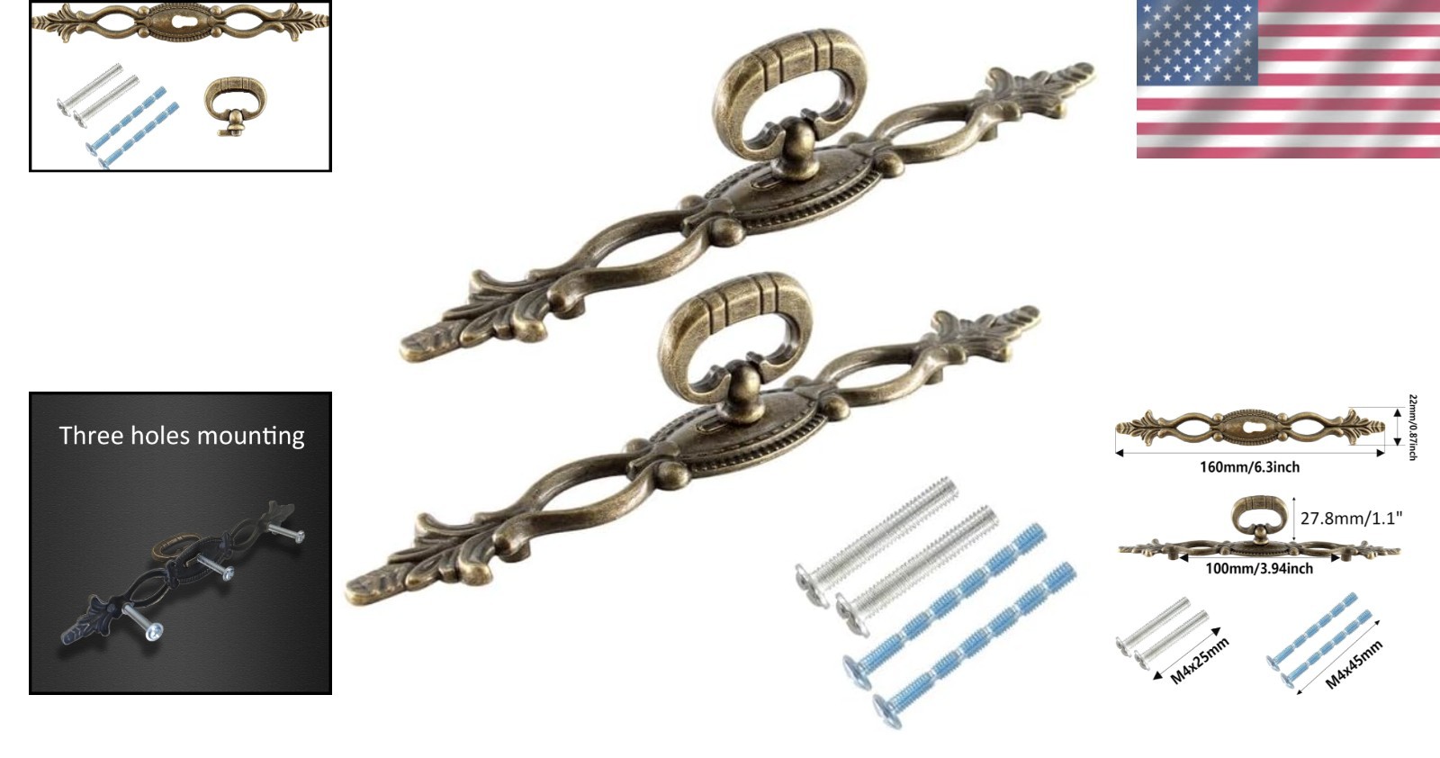 2PCS 6.3” Antique Bronze Cabinet Drawer Pulls – Vintage Elegance for Furniture
