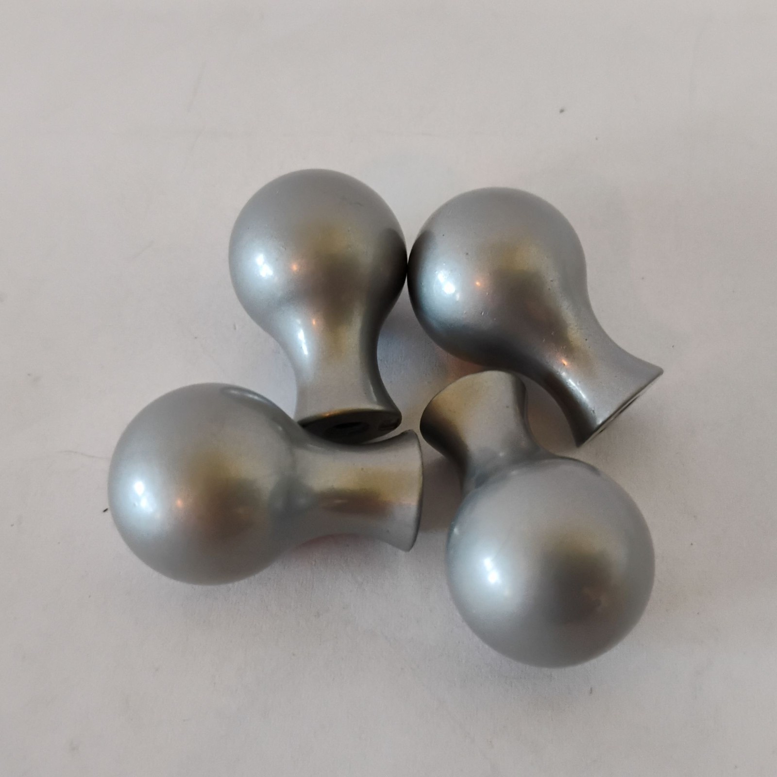 Set of 4 Vintage Pewter Ball Knobs 0.75″ Round Drawer Pulls Cabinet Hardware