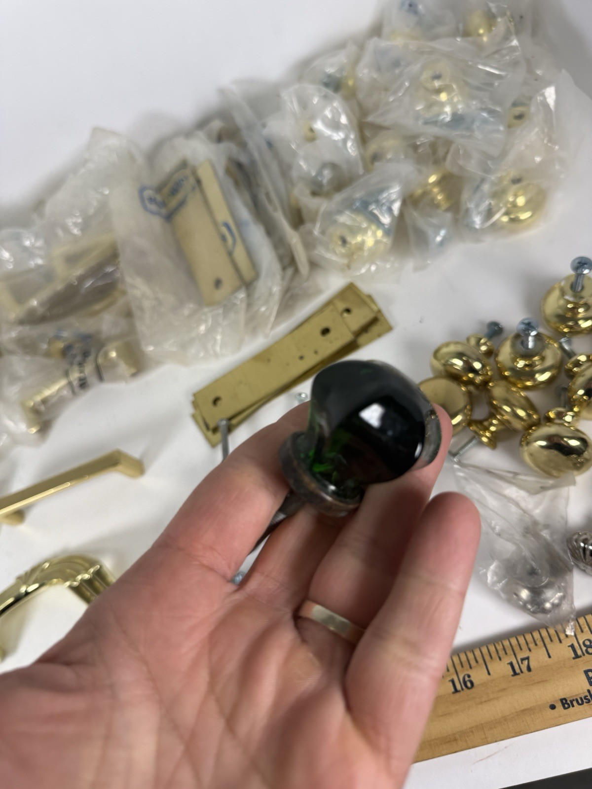 Vintage Brass Cabinet Hardware Lot Amerock Baldwin Pulls Knobs Handles NOS