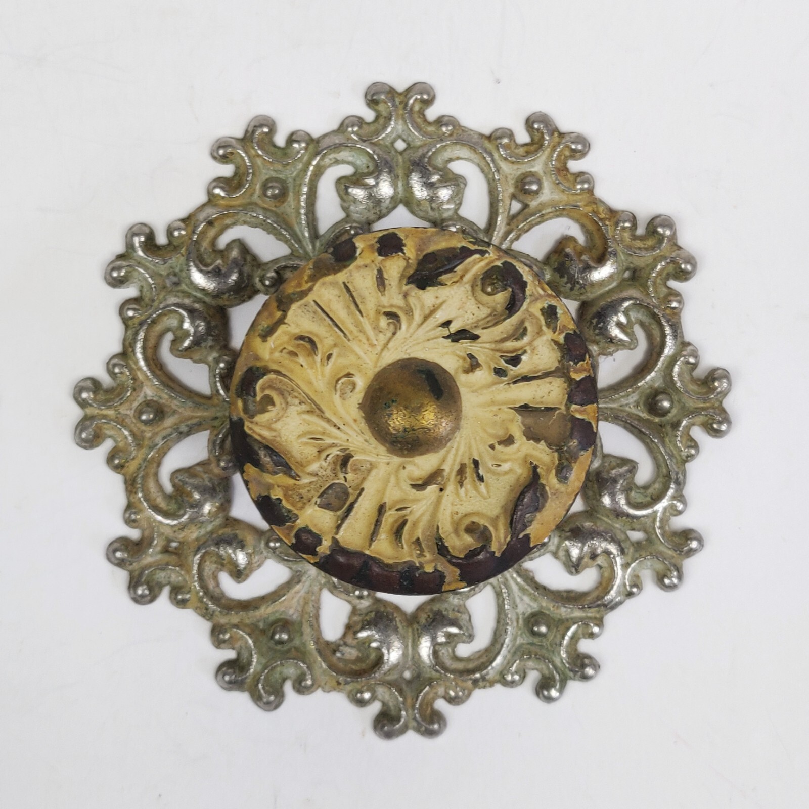 Vtg. Allison Drawer Pull Knob Ornate Backplate Escutcheon Ornate Japan Lot of 2