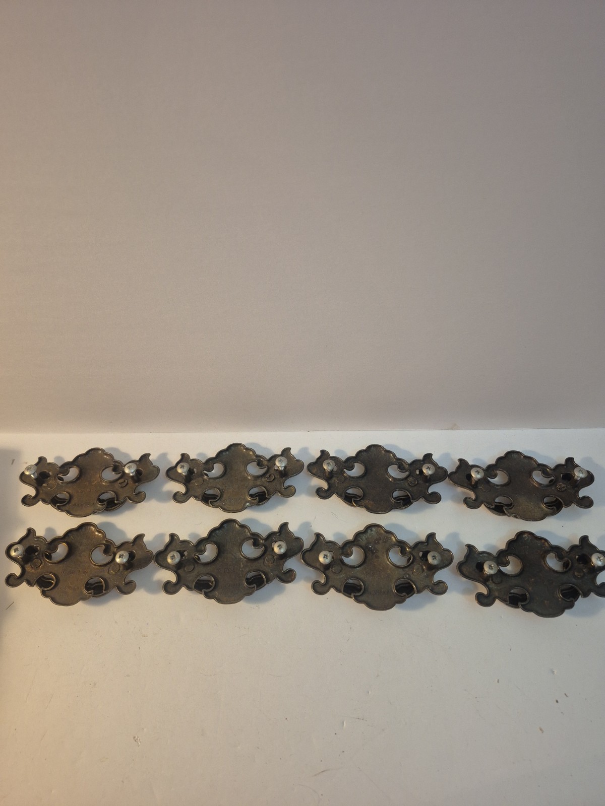 Vintage Brass Chippendale Batwing Drop Swinging Bail Drawer Pulls Lot Of 8