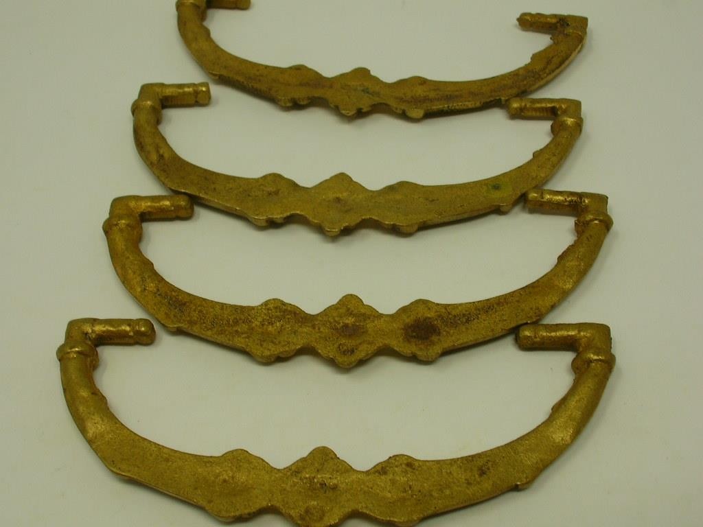 Set of 4 Vintage Cast Brass Drop Handle Drawer Pulls – Architectural Hardware