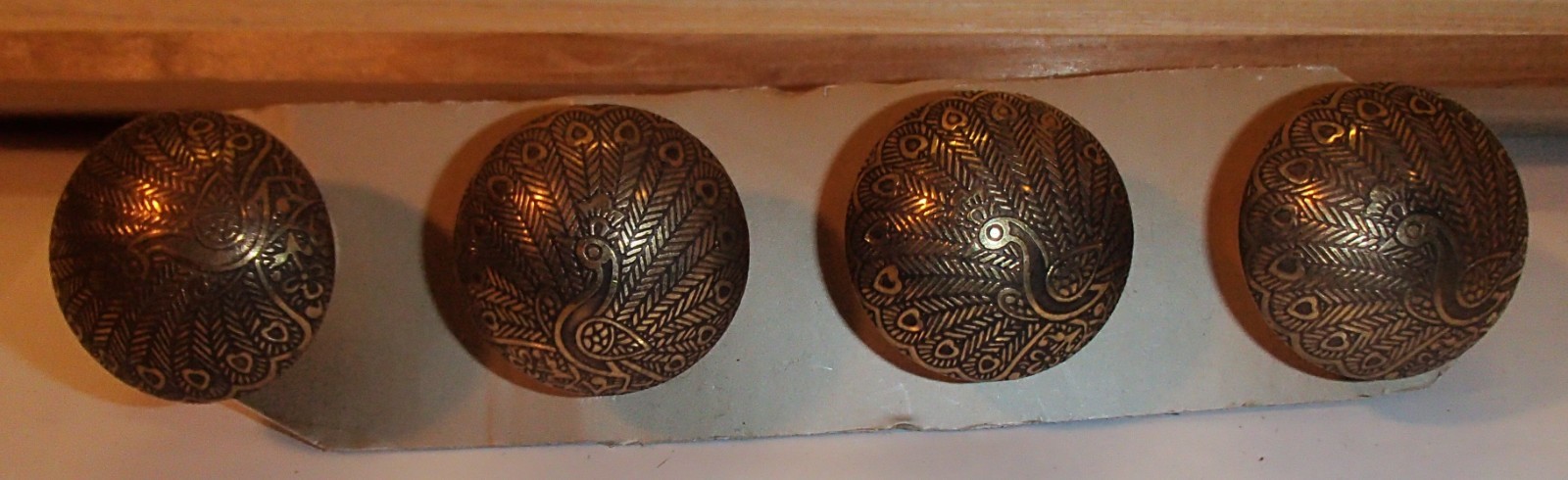 Set of 4 Brass Peacock Dresser Drawer Knobs French Furniture Fittings ~ 1.5″ dia