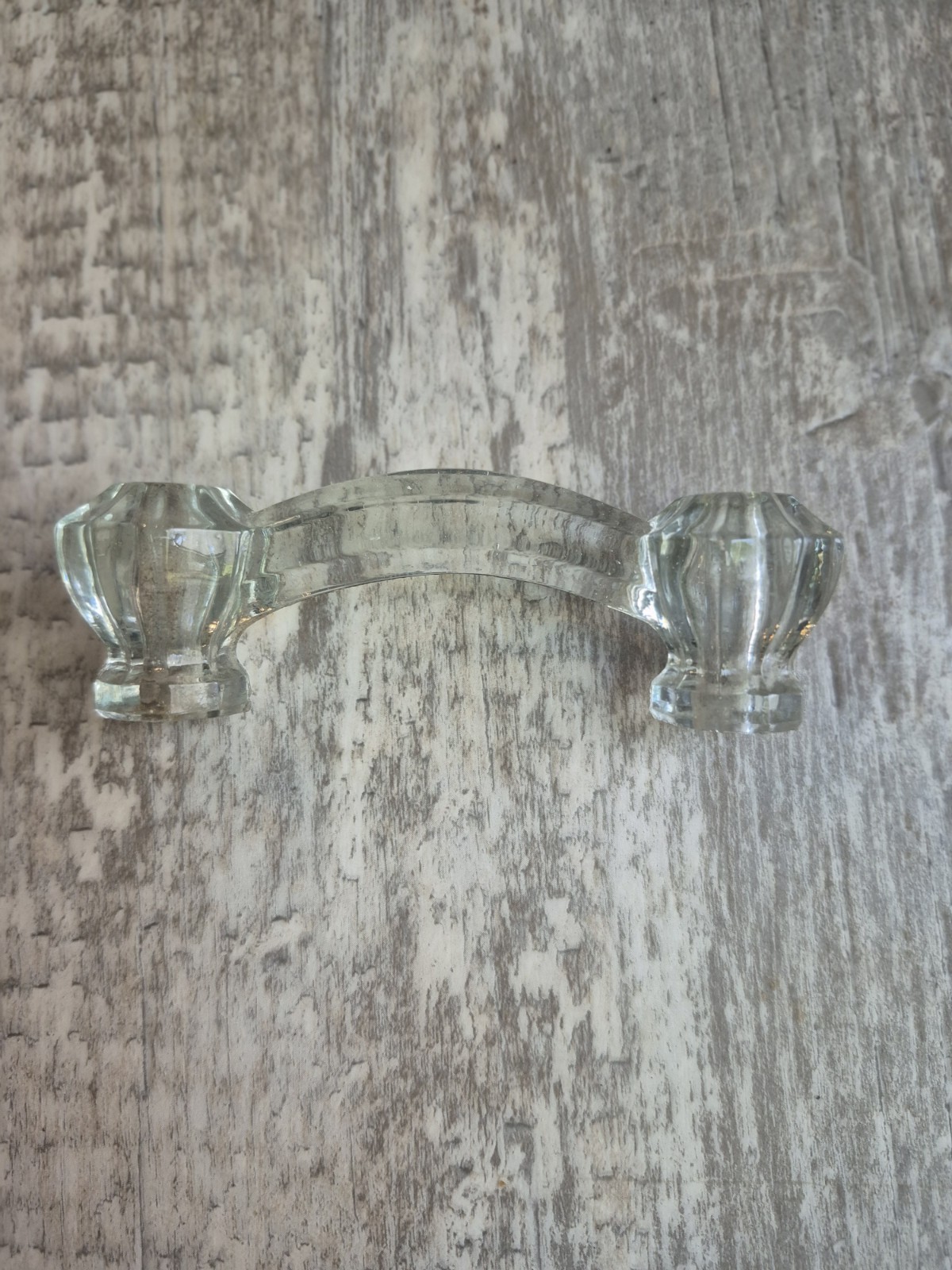 Vtg Antique Clear Glass Drawer Pull Handle Dresser Vanity 3″ Centers