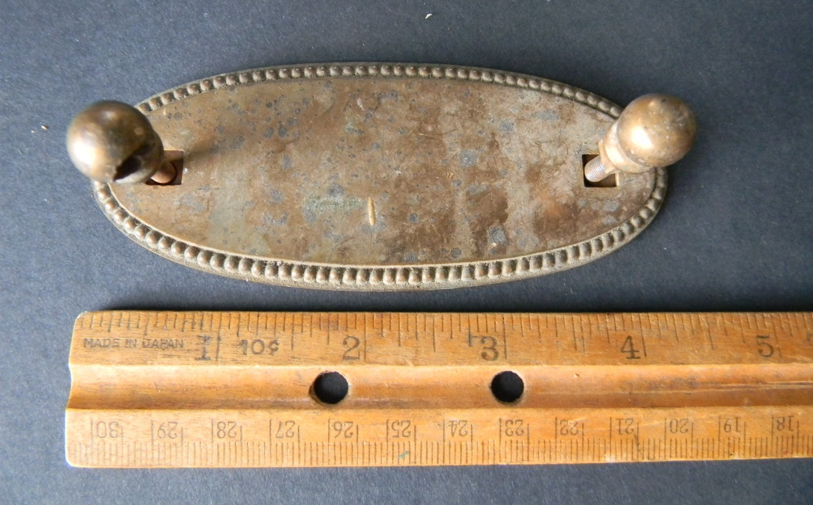 Vintage Antique Solid Brass Dresser Drawer Pull Back Plate Missing Handle