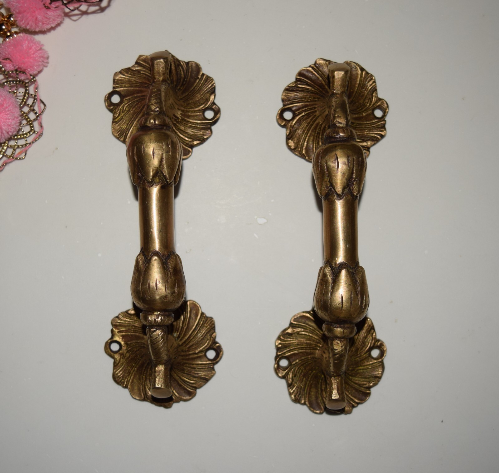 7” Inch Leaf Door Handles Brass Floral Door Furnishing Window Drawer Pull HK474