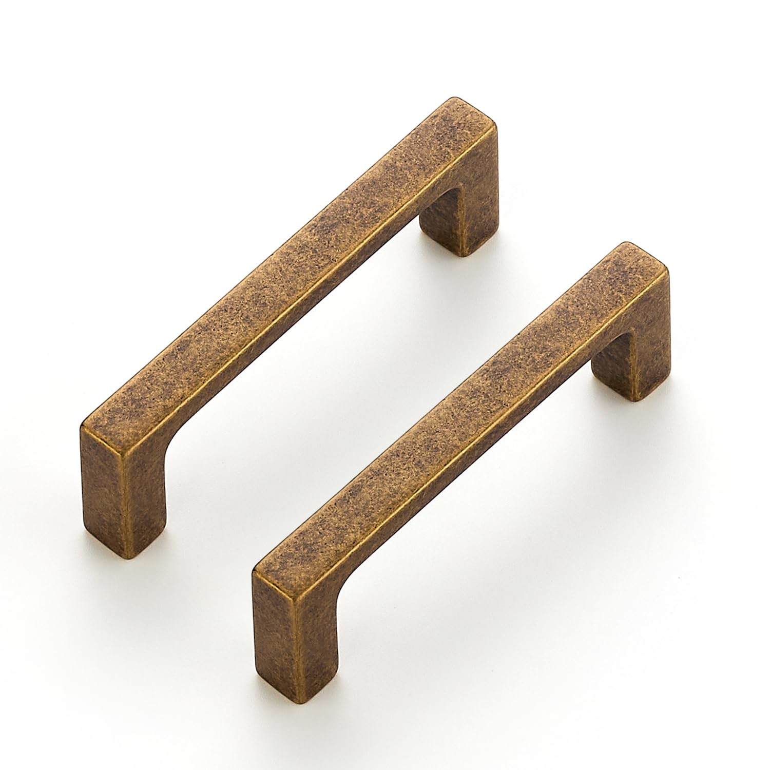 Ravinte 20 Pack Solid 3 Inch Kitchen Square Cabinet Handles Antique Brass Pulls