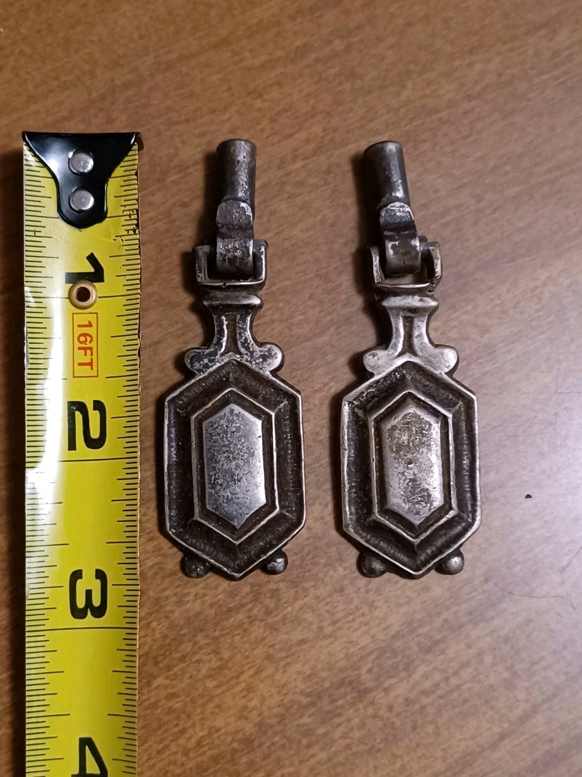 Vintage KBC Drop Drawer Pulls FLAWED (Crack/No Back Plates) Keeler Brass Co F917