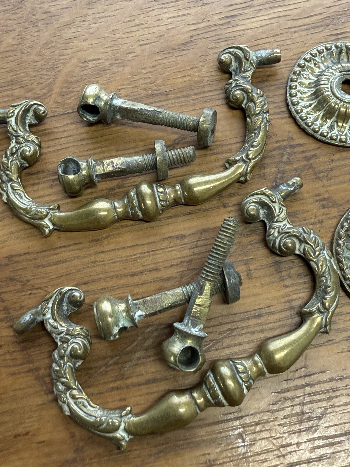 Antique Georgian bronze brass hardware chippendale period set 18th century