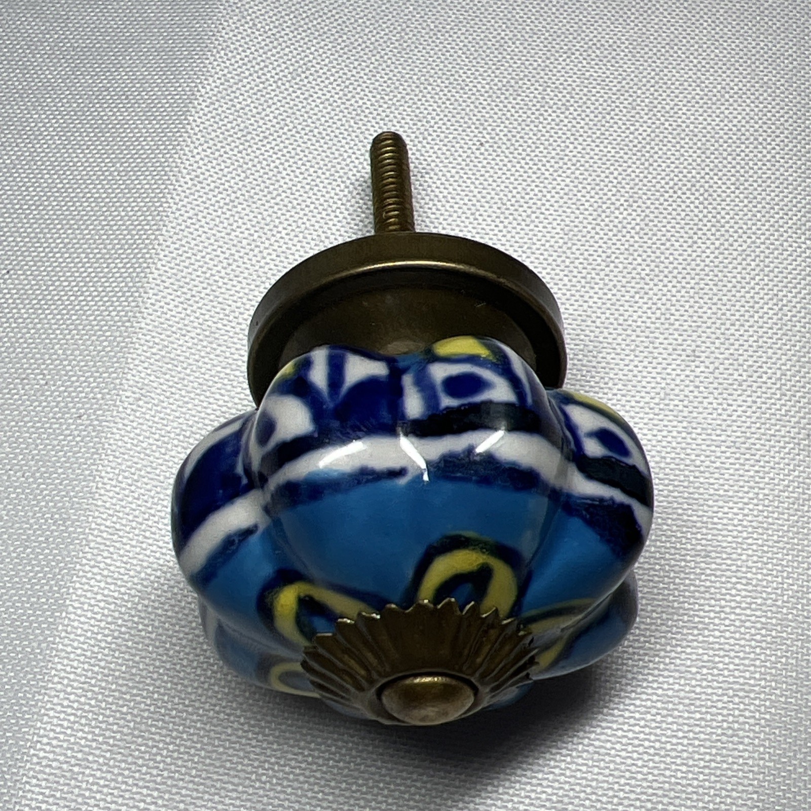 Antique Drawer Pulls 1.75” Blue Pattern Cabinet Kitchen Door Knob Handle