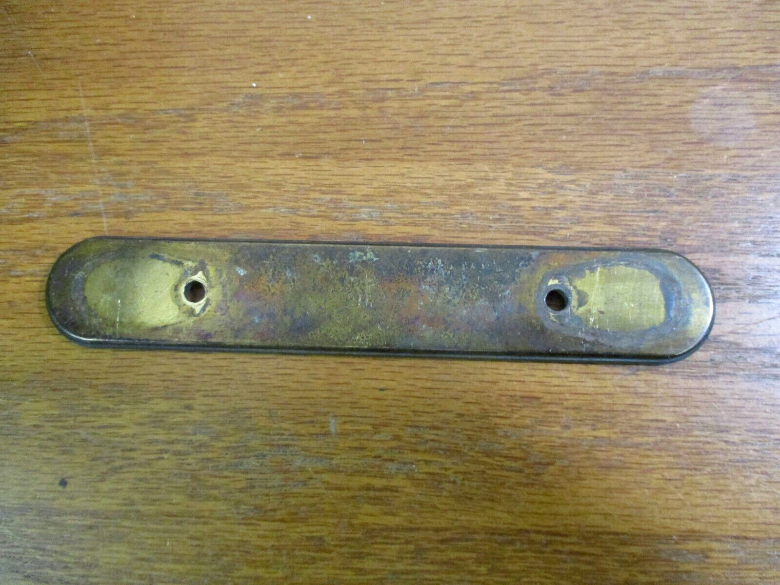Amerock H6-3871 Aged Tarnished Dark Brass Pull Handle Backplate 3″ Centers Vtg