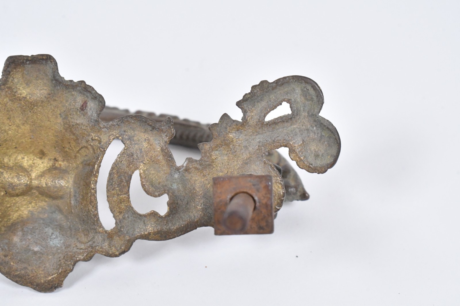 Antique Ornate Brass Drawer Handle Mythological Figure God Face Poseidon Neptune