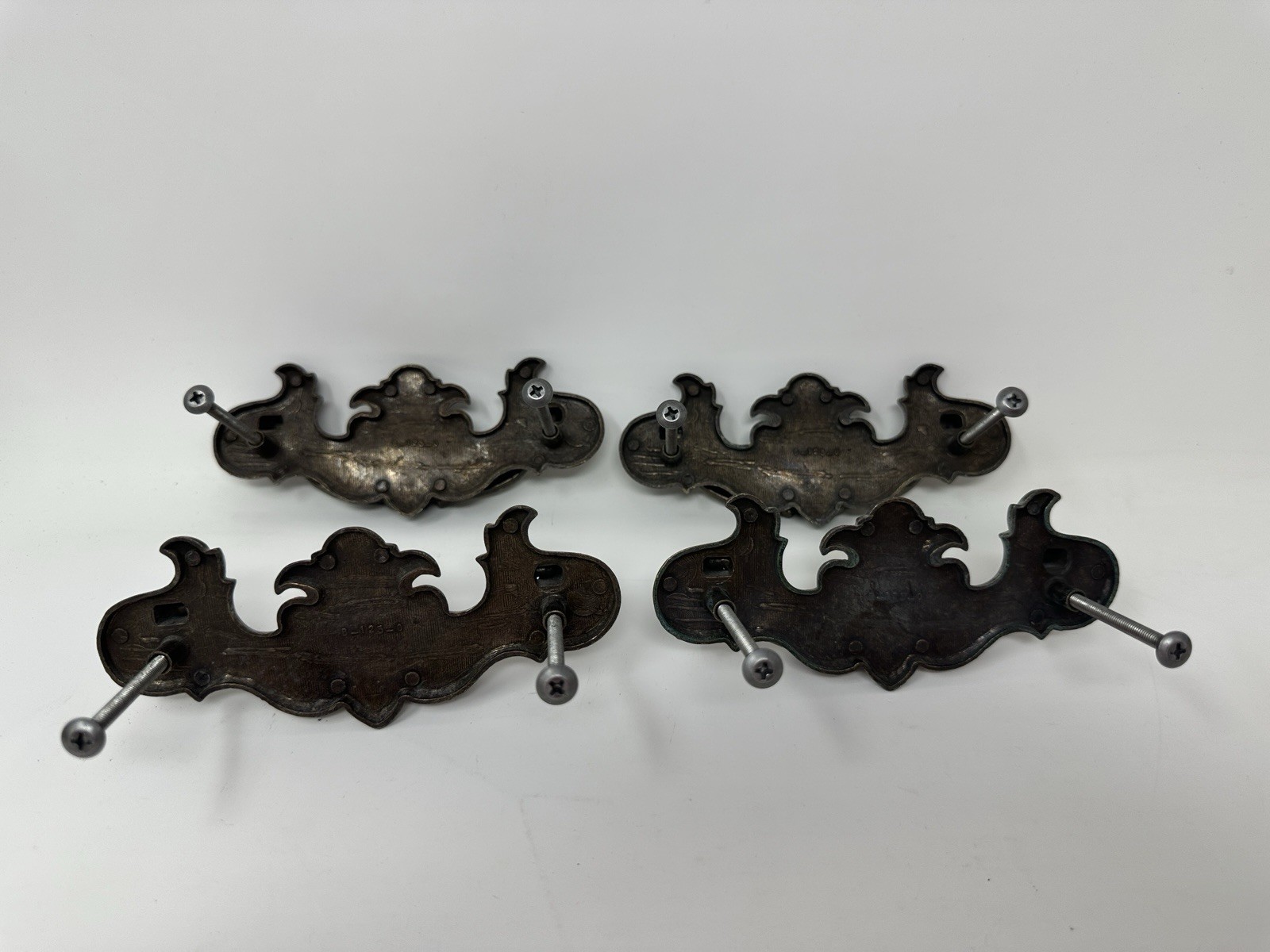 Vintage Brass Chippendale Batwing Drawer Pulls Set of 4 Bail Handles Salvaged