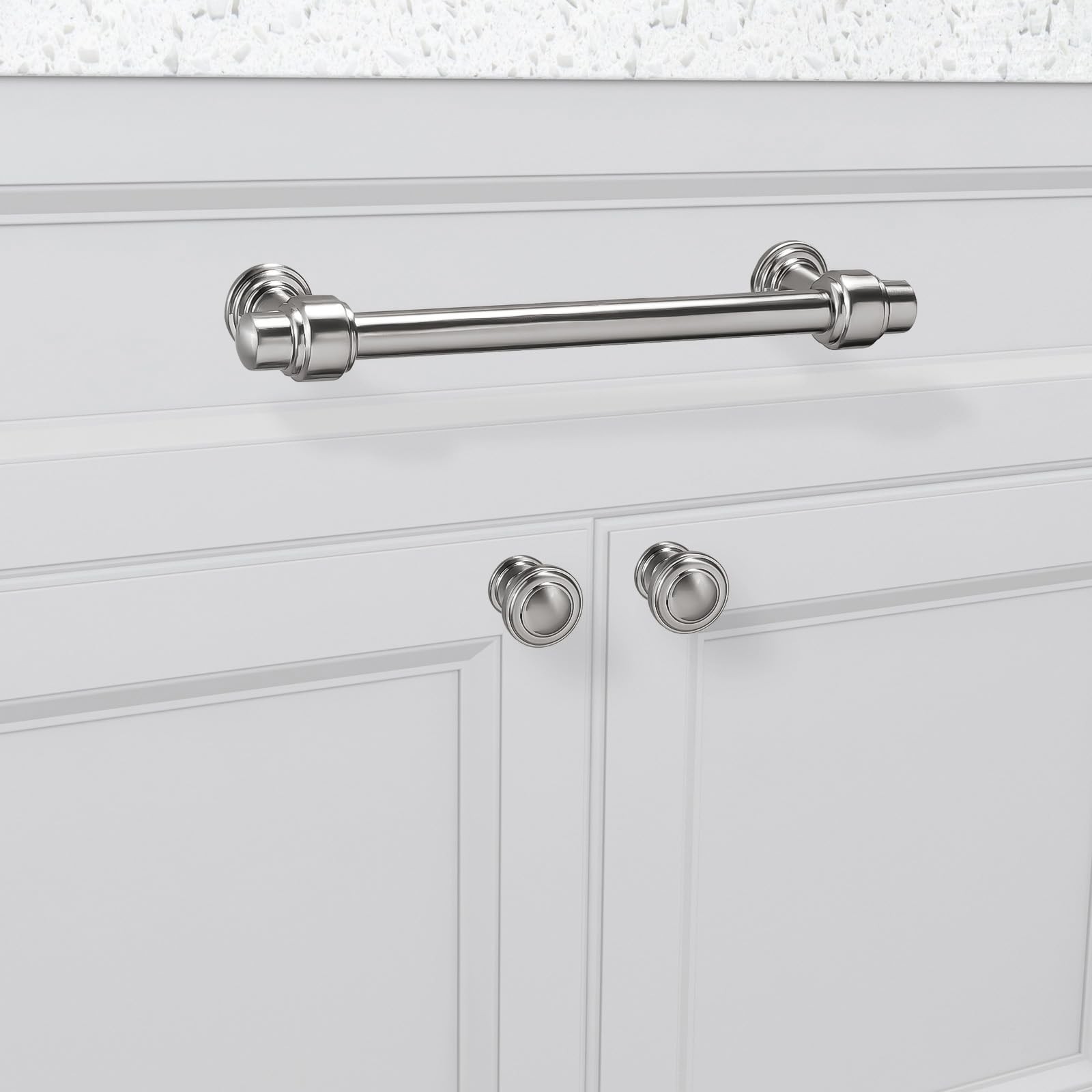 Bukobyhe 30 Pack 5 Inch Kitchen Cabinet Handles Brushed Satin Nickel Cabinet