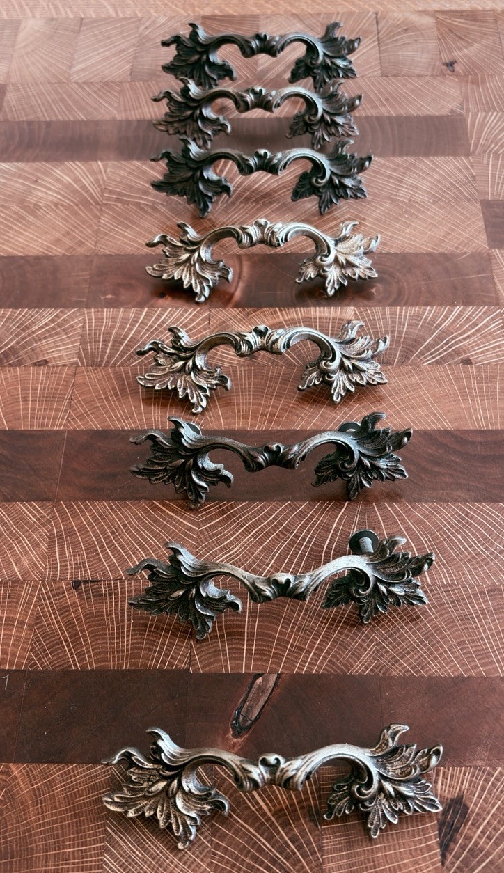 8 Vintage KBC K38886 4” Brass Drawer Pulls – Center 2” 5/8