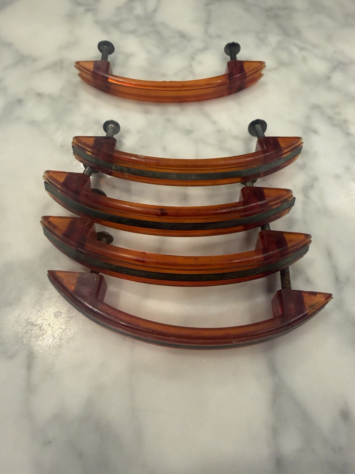 Set of 5 Art Deco Bakelite Drawer Pulls / Handles.