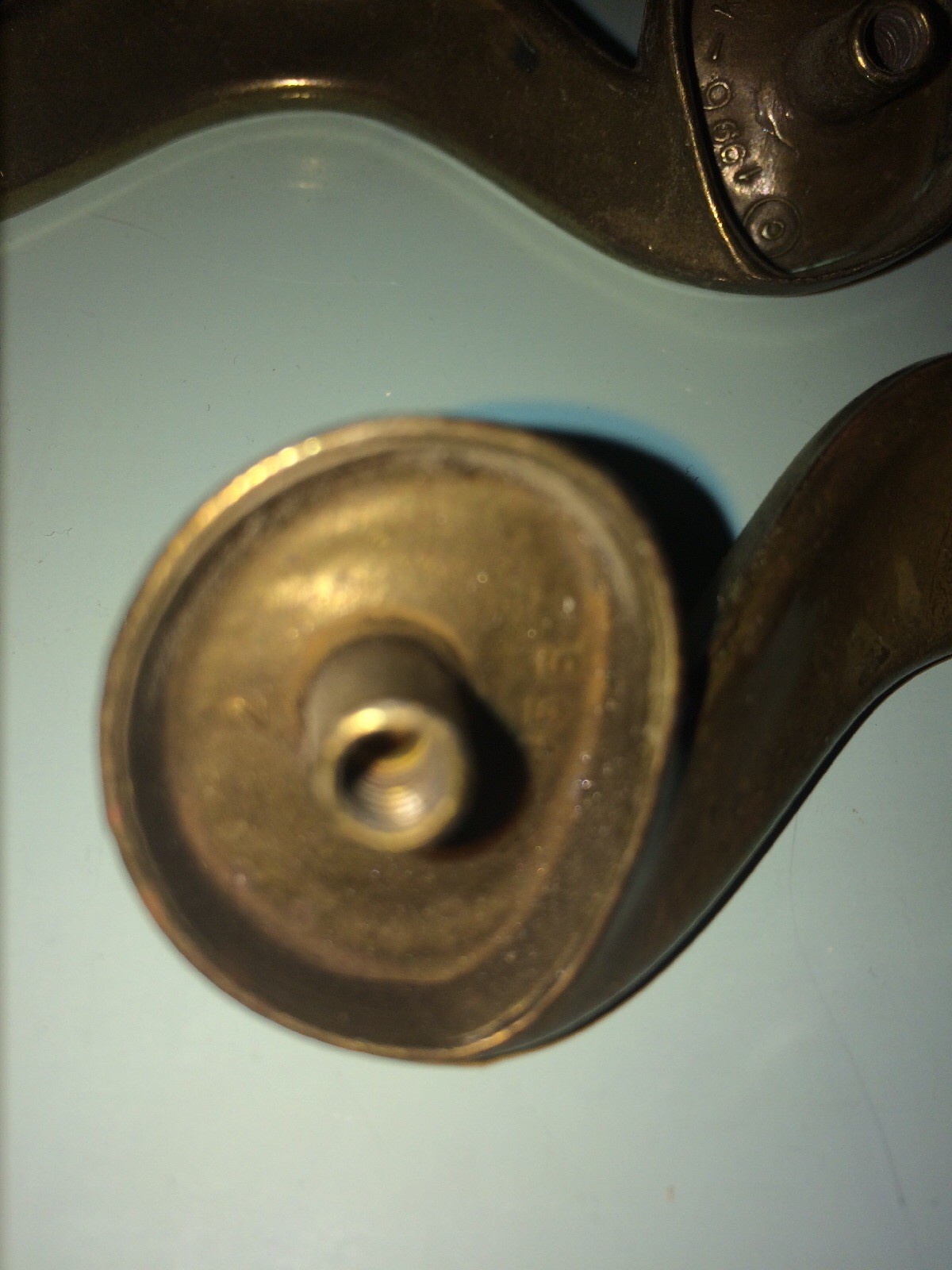 Vintage Art Deco Waterfall Curvy KBC Brass Handle Pull Original Patina