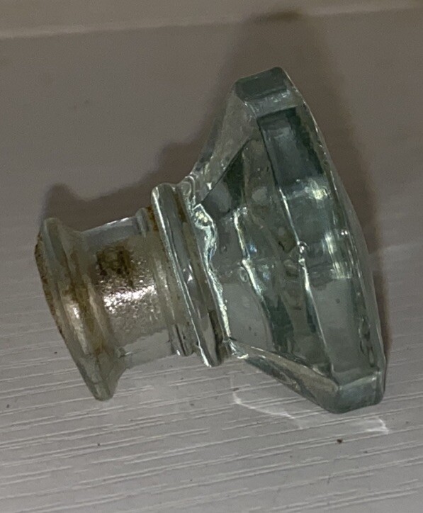 Vtg Blue Depression Glass Drawer Pull Octagon Diamond Vintage