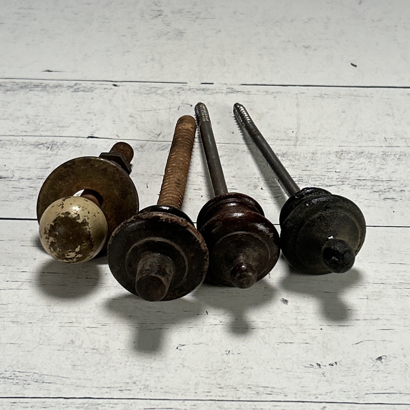 Vintage Drawer Pulls Lot 3 Wood 1 Solid Metal 1920s-1950s Architectural Salvage