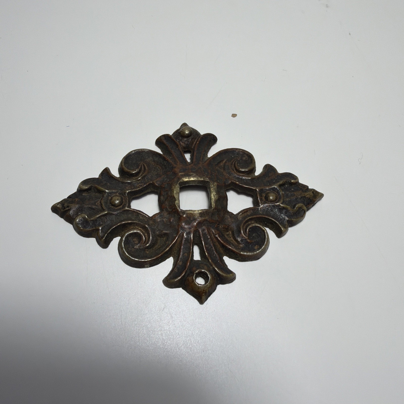 Vintage Drawer Hardware Metal Back Plate Brass 2.5″ Diamond Escutheon Gold