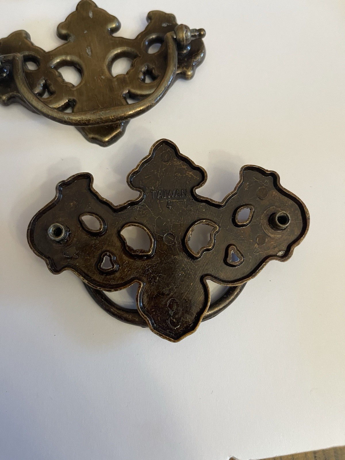 Lot of 6 Vintage 3-in Center to Center Brass Bail Drop Drawer Pulls