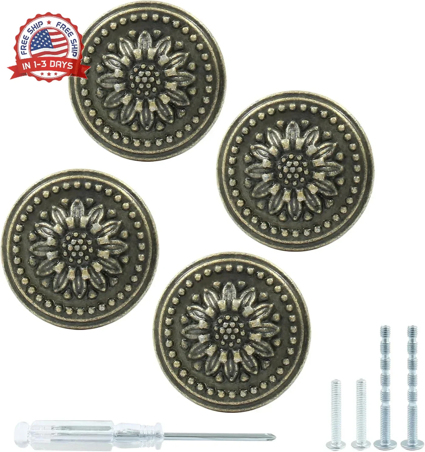 Antique Bronze Cabinet Knobs 30mm Zinc Alloy Drawer Pulls 4 Pcs for Furniture Up