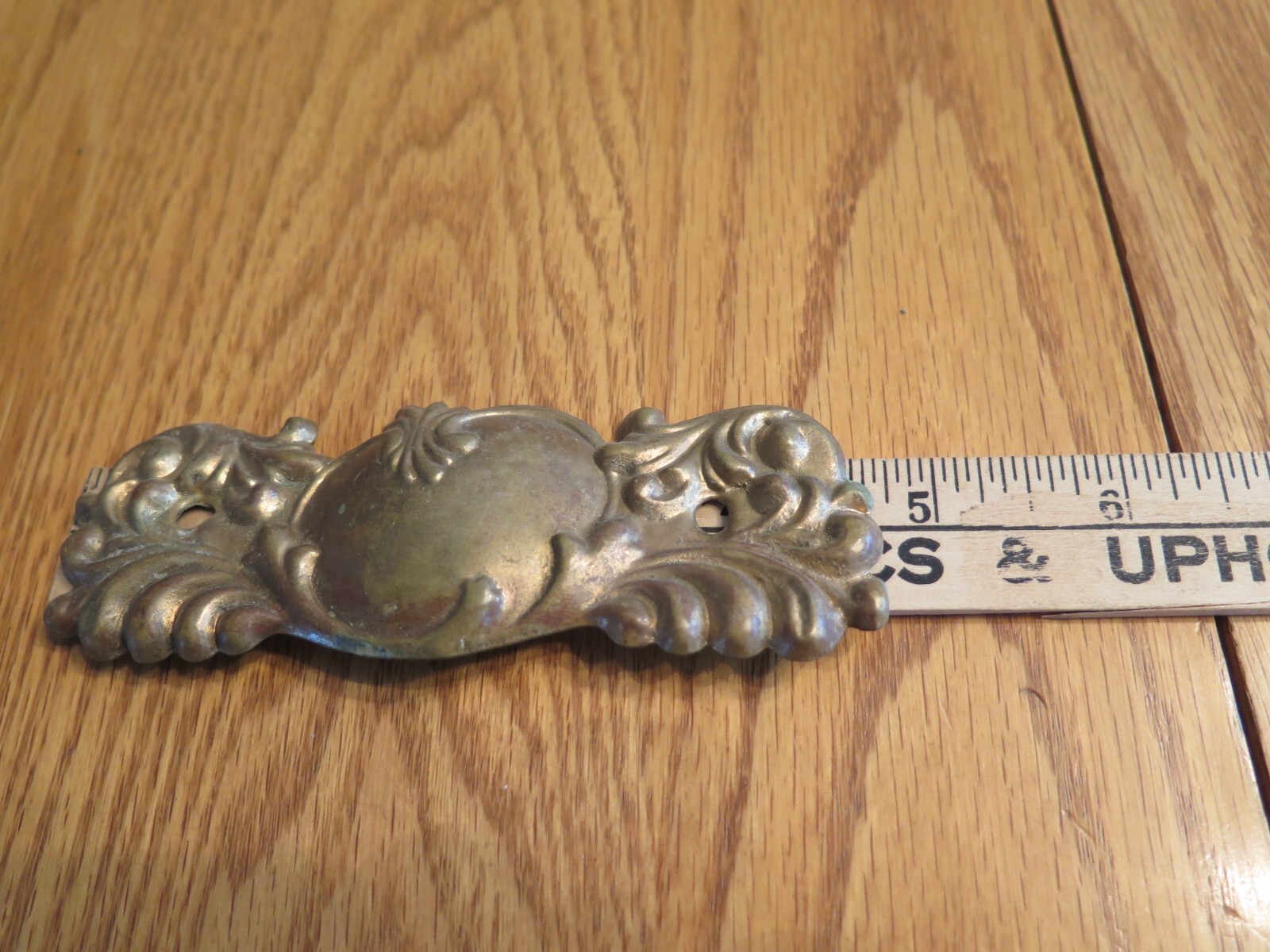 3 Vintage Brass? Dresser Cabinet Drawer Back Plate? Hardware Lightweight Salvage
