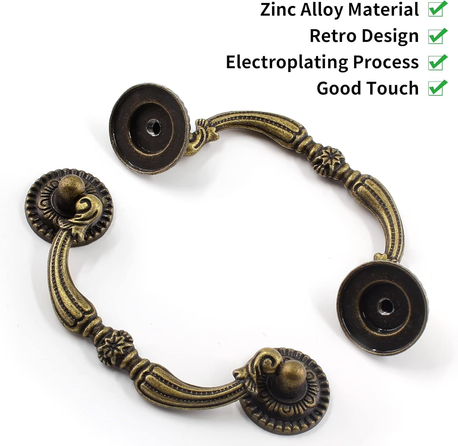 6PCS 3Inch Hole Centers Antique Bronze Drop Drawer Pulls, Bail Cabinet Pulls