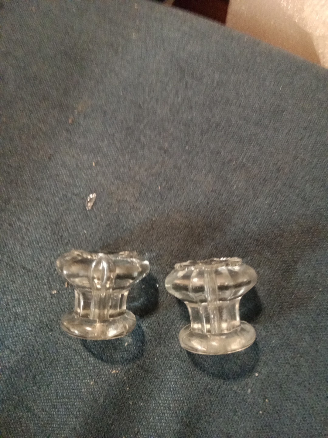 Vtg Antique Lot Of 2 Clear GLASS DRAWER PULLS KNOBS 2 In