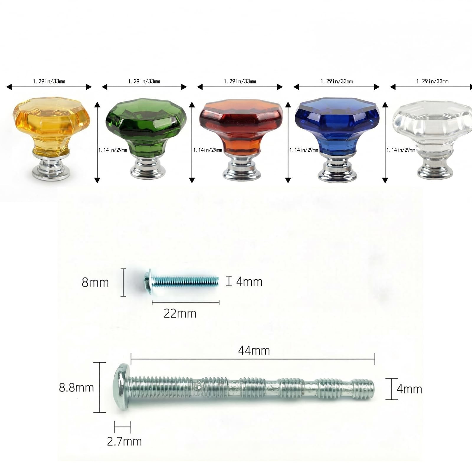 Dixiao 10 Pack Green Crystal Cabinet Knobs, Glass Dresser Knobs, Crystal Furn…