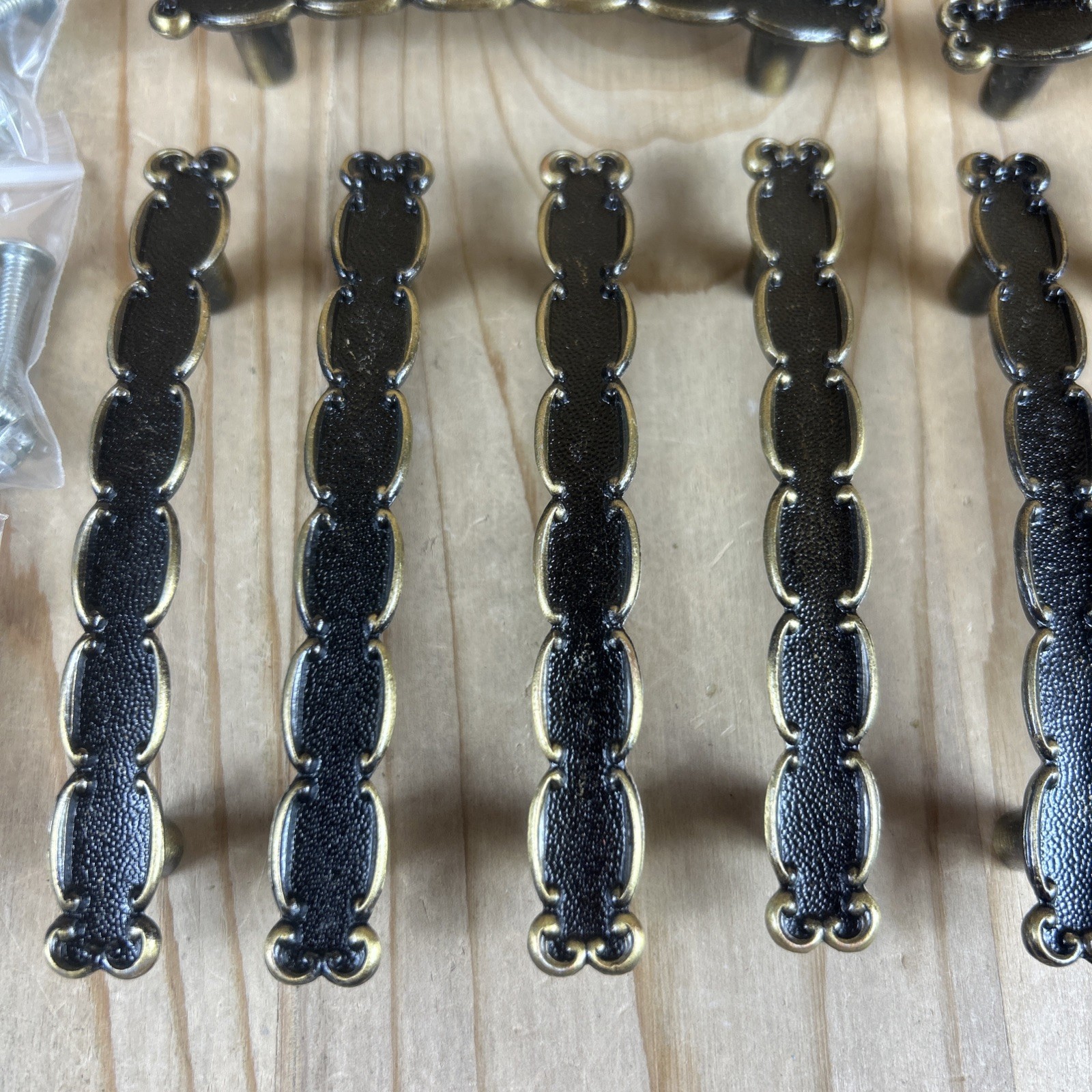 Vintage Drawer Pulls Cabinet Handles Set of 16 Jaybee Brass And Black Textured