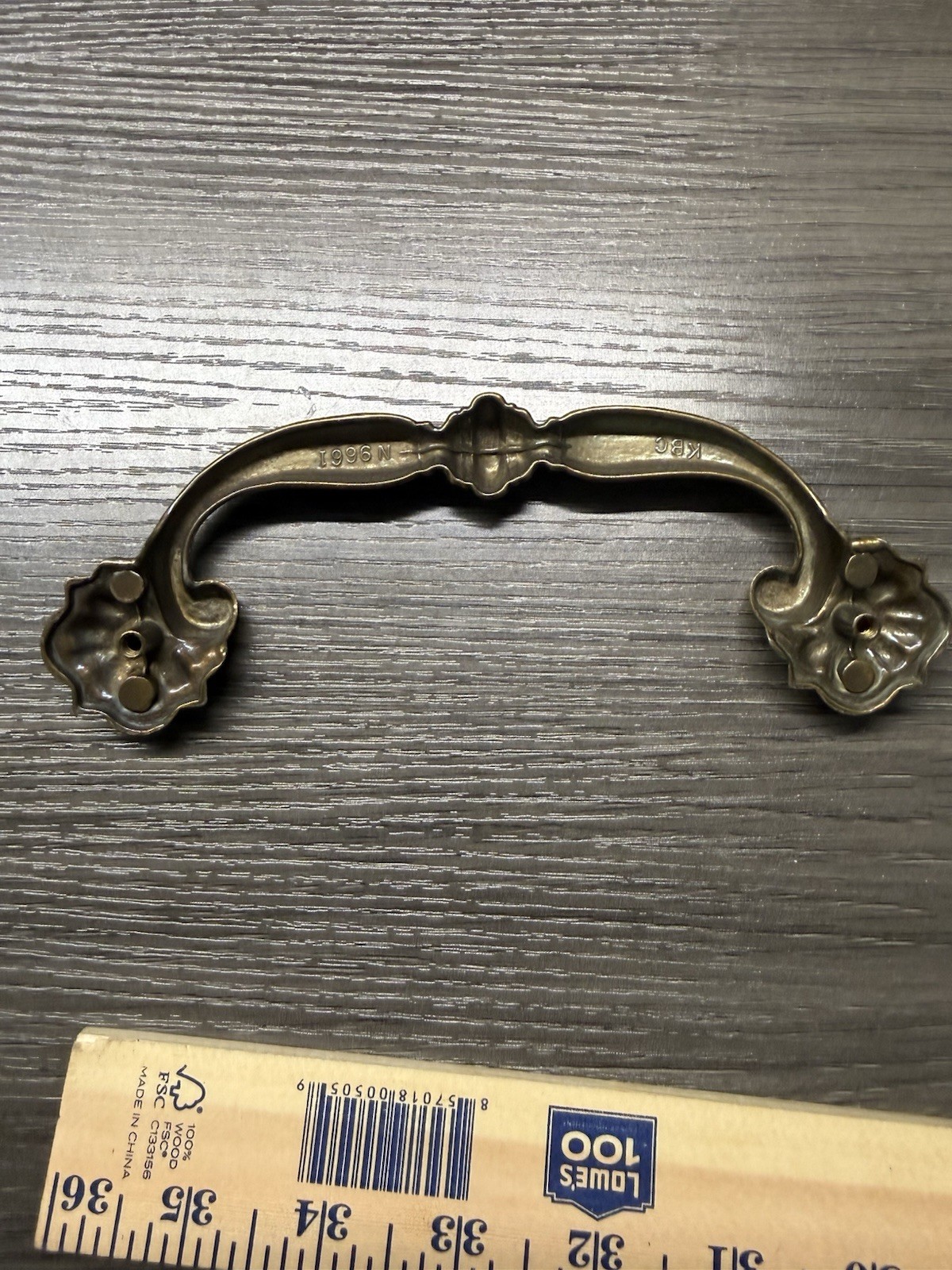 Vintage Keeler Brass Co. Solid Brass Cabinet Drawer Pull 7 Inches Pull (65)