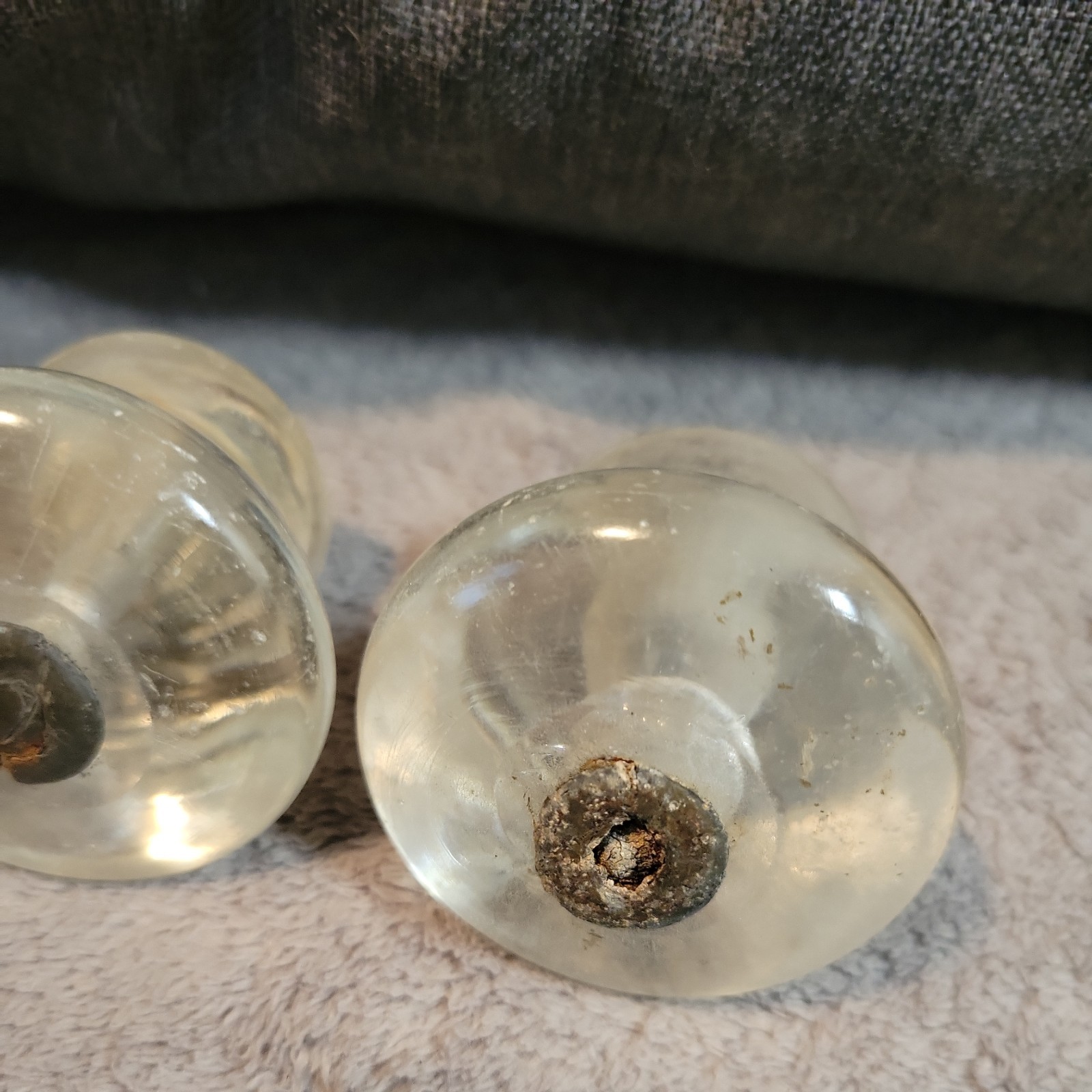 Set 6 Antique Glass Furniture Knobs or Pulls